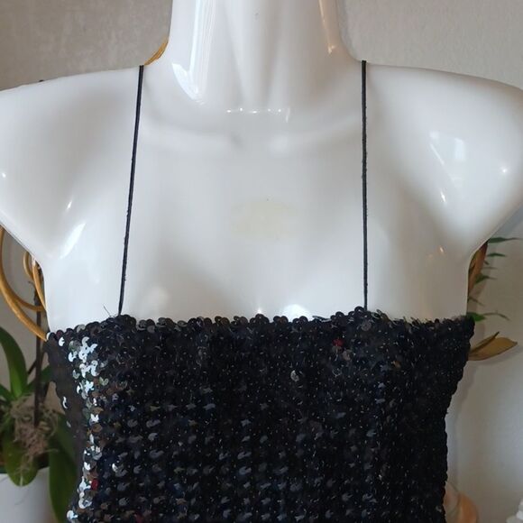 Cassidy black sequin spaghettis strap tub blouse size M - Picture 2 of 5